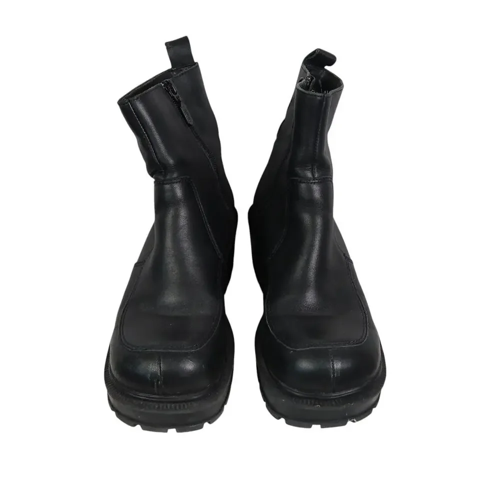 Vintage 90s Esprit Black Leather Chunky Platform Boots 7.5